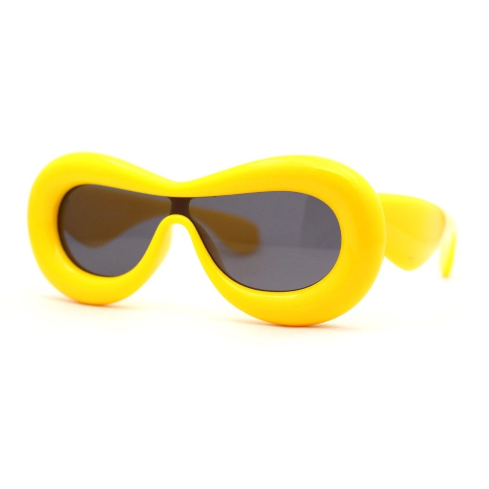 Novelty Chunky Yellow Frame Sunglasses Bold Funky Fashion Statement Shades Gafas